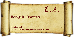 Banyik Anetta névjegykártya
